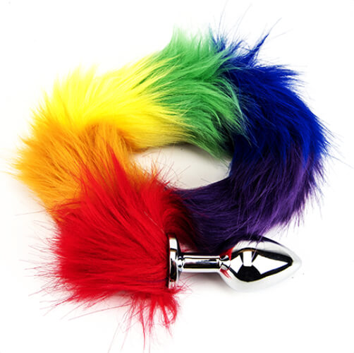 Regenbogen Schwanz Analplug mit Fell - Furry Fantasy - Produktabbildung 1 - Vibrava Shop