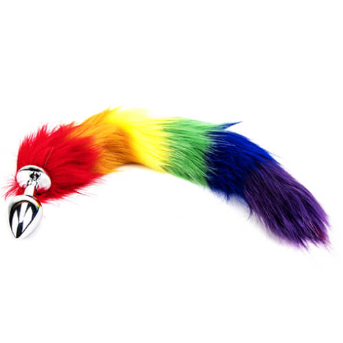 Regenbogen Schwanz Analplug mit Fell - Furry Fantasy - Produktabbildung 2 - Vibrava Shop
