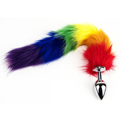 Regenbogen Schwanz Analplug mit Fell - Furry Fantasy - Produktabbildung 5 - Vibrava Shop